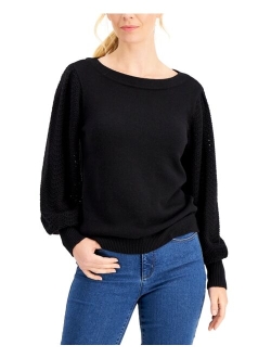 Pointelle Blouson-Sleeve Sweater, Created for Macy's