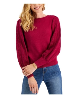 Pointelle Blouson-Sleeve Sweater, Created for Macy's