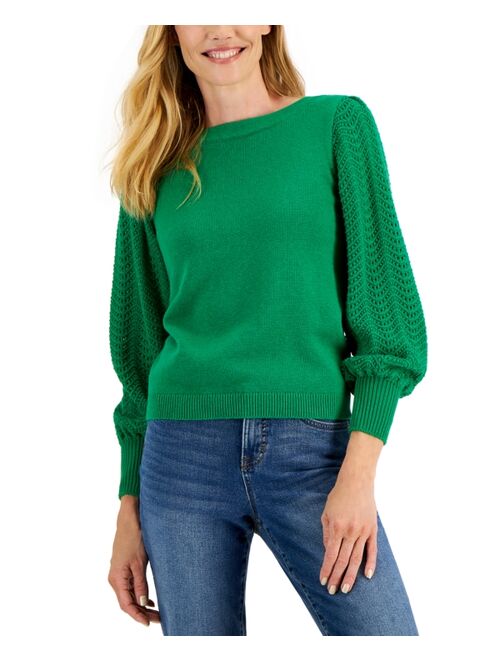 Charter Club CHARTER CLUB Pointelle Blouson-Sleeve Sweater, Created for Macy's