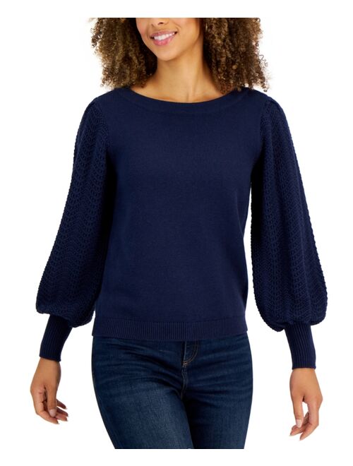 Charter Club CHARTER CLUB Pointelle Blouson-Sleeve Sweater, Created for Macy's