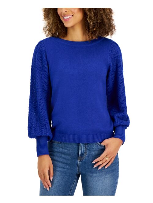 Charter Club CHARTER CLUB Pointelle Blouson-Sleeve Sweater, Created for Macy's