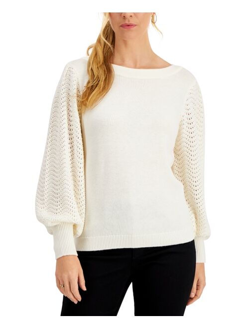 Charter Club CHARTER CLUB Pointelle Blouson-Sleeve Sweater, Created for Macy's