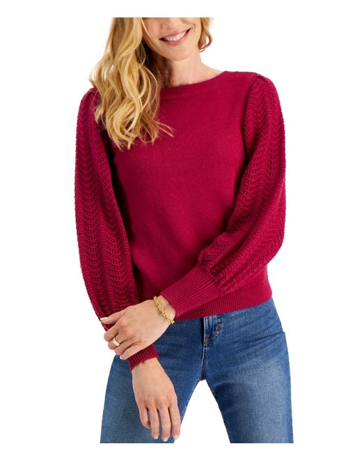 Charter Club CHARTER CLUB Pointelle Blouson-Sleeve Sweater, Created for Macy's