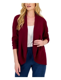 Karen Scott KAREN SCOTT Women's Shawl-Collar Curved-Hem Cardigan, Created for Macy's