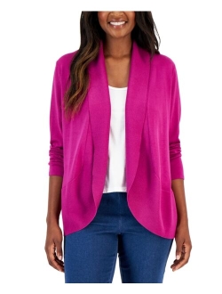 Karen Scott KAREN SCOTT Women's Shawl-Collar Curved-Hem Cardigan, Created for Macy's