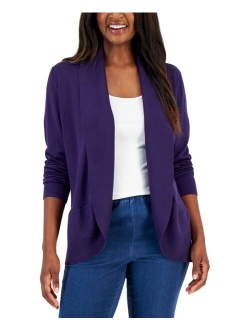 Karen Scott KAREN SCOTT Women's Shawl-Collar Curved-Hem Cardigan, Created for Macy's