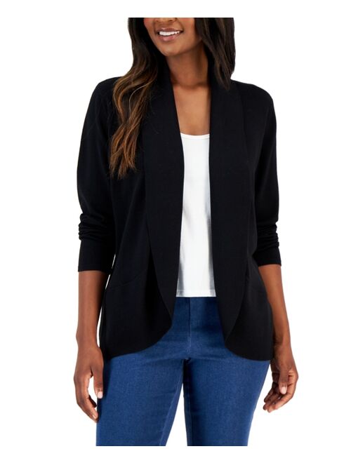 Karen Scott KAREN SCOTT Women's Shawl-Collar Curved-Hem Cardigan, Created for Macy's