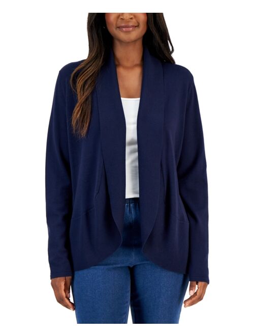 Karen Scott KAREN SCOTT Women's Shawl-Collar Curved-Hem Cardigan, Created for Macy's