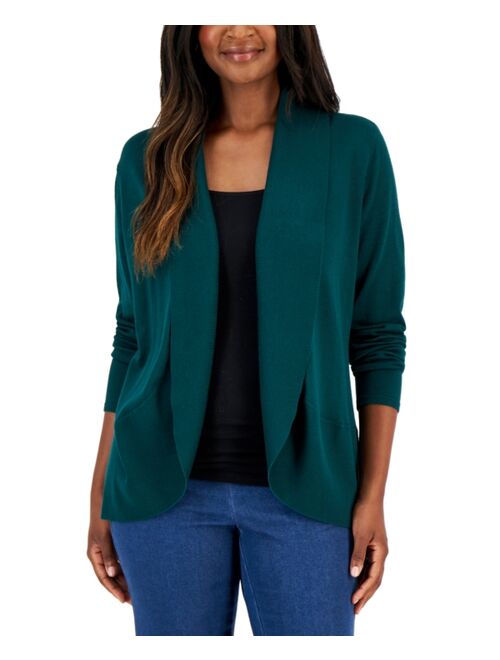 Karen Scott KAREN SCOTT Women's Shawl-Collar Curved-Hem Cardigan, Created for Macy's