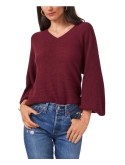 Rib-Knit Bubble Sleeve Sweater