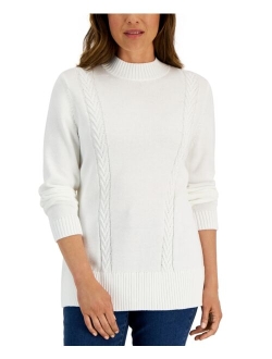 Karen Scott KAREN SCOTT Women's Cotton Cable-Knit Sweater, Created for Macy's