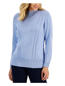 Karen Scott KAREN SCOTT Women's Cotton Cable-Knit Sweater, Created for Macy's