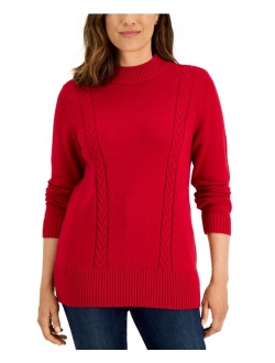 Karen Scott KAREN SCOTT Women's Cotton Cable-Knit Sweater, Created for Macy's