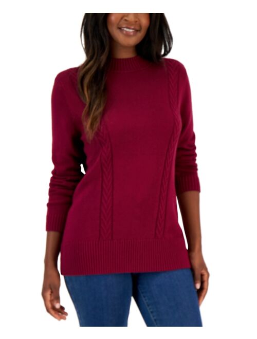 Karen Scott KAREN SCOTT Women's Cotton Cable-Knit Sweater, Created for Macy's