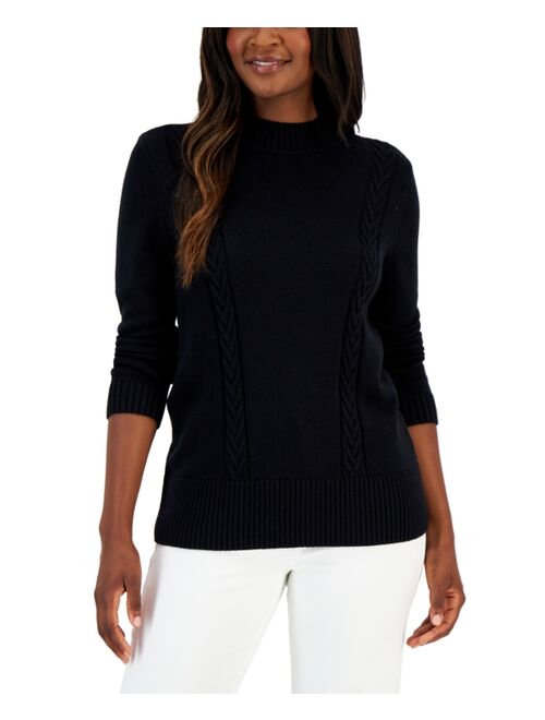 Karen Scott KAREN SCOTT Women's Cotton Cable-Knit Sweater, Created for Macy's