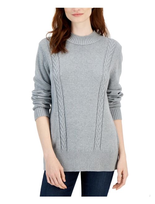 Karen Scott KAREN SCOTT Women's Cotton Cable-Knit Sweater, Created for Macy's