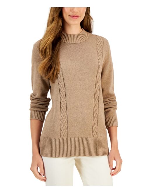 Karen Scott KAREN SCOTT Women's Cotton Cable-Knit Sweater, Created for Macy's