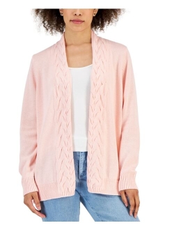 Karen Scott KAREN SCOTT Women's Cotton Cable-Collar Cardigan, Created for Macy's