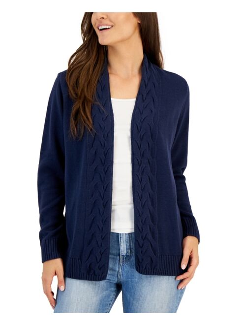 Karen Scott KAREN SCOTT Women's Cotton Cable-Collar Cardigan, Created for Macy's