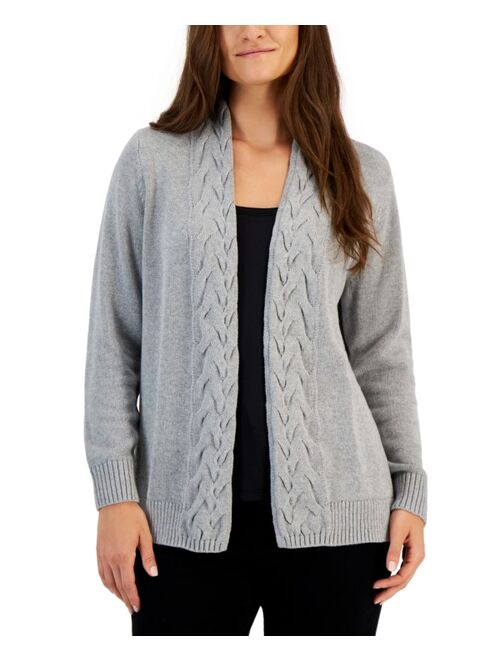 Karen Scott KAREN SCOTT Women's Cotton Cable-Collar Cardigan, Created for Macy's