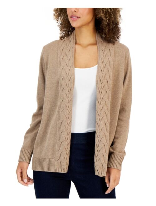 Karen Scott KAREN SCOTT Women's Cotton Cable-Collar Cardigan, Created for Macy's