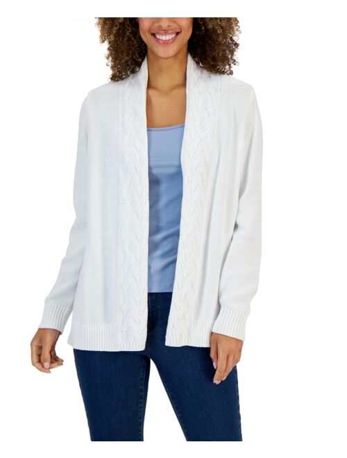 Karen Scott KAREN SCOTT Women's Cotton Cable-Collar Cardigan, Created for Macy's