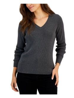 Karen Scott KAREN SCOTT Women's Solid V-Neck Sweater, Created for Macy's