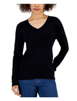 Karen Scott KAREN SCOTT Women's Solid V-Neck Sweater, Created for Macy's