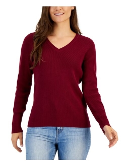 Karen Scott KAREN SCOTT Women's Solid V-Neck Sweater, Created for Macy's