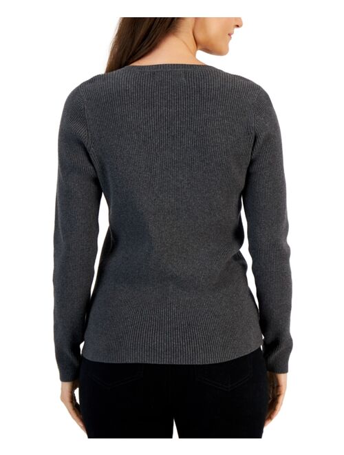 Karen Scott KAREN SCOTT Women's Solid V-Neck Sweater, Created for Macy's