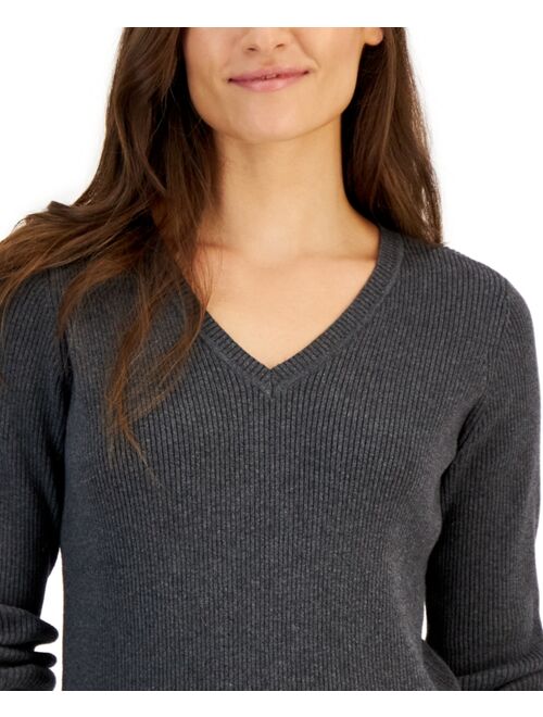 Karen Scott KAREN SCOTT Women's Solid V-Neck Sweater, Created for Macy's