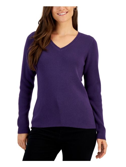 Karen Scott KAREN SCOTT Women's Solid V-Neck Sweater, Created for Macy's