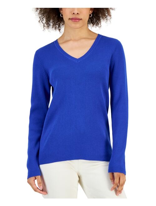 Karen Scott KAREN SCOTT Women's Solid V-Neck Sweater, Created for Macy's