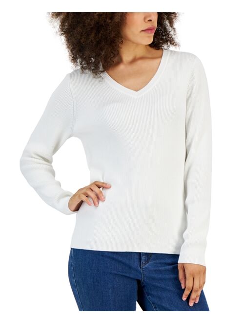 Karen Scott KAREN SCOTT Women's Solid V-Neck Sweater, Created for Macy's