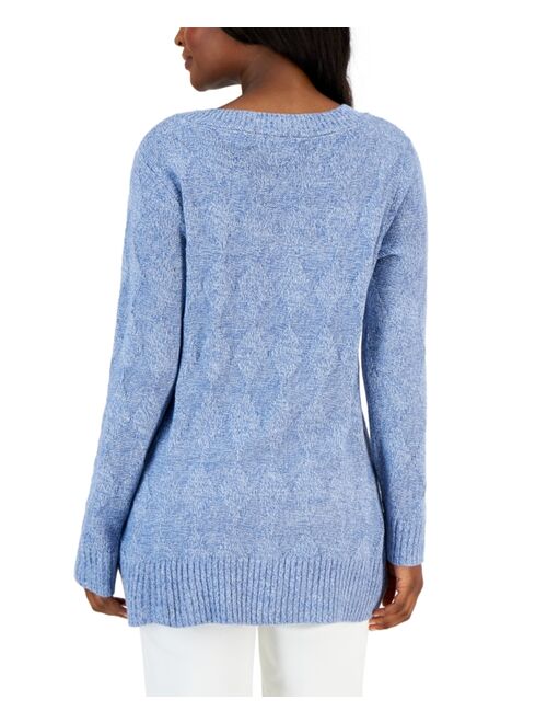 Karen Scott KAREN SCOTT Women's Turbo Box-Stitch Sweater, Created for Macy's