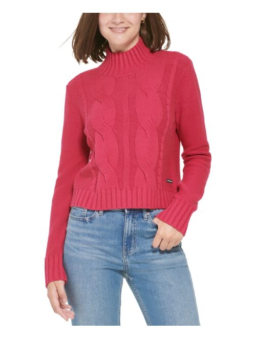 Calvin Klein Jeans CALVIN KLEIN JEANS Women's Mock Neck Cable Knit Sweater