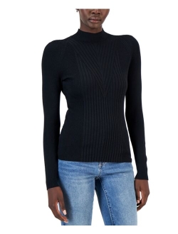 Women's Detail Ribbed Mock Neck Sweater, Created for Macy's