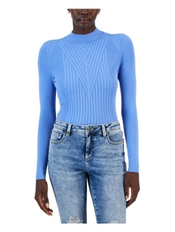 Women's Detail Ribbed Mock Neck Sweater, Created for Macy's