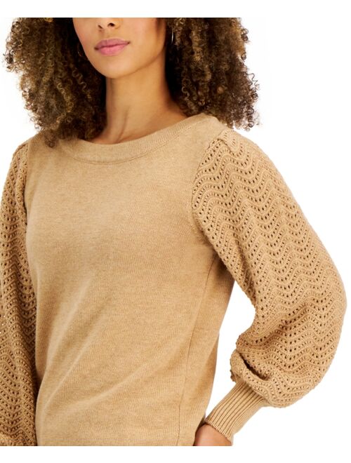 Charter Club CHARTER CLUB Petite Pointelle Puff Sleeve Sweater, Created for Macy's