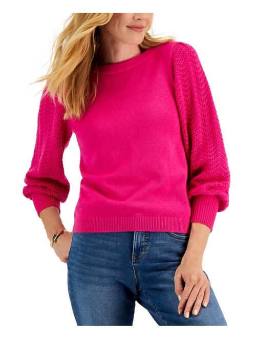 Charter Club CHARTER CLUB Petite Pointelle Puff Sleeve Sweater, Created for Macy's