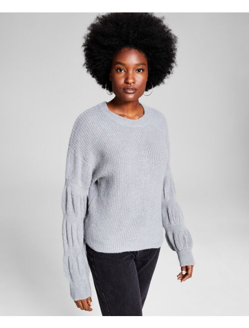 AND NOW THIS Women's Puff-Sleeve Crewneck Sweater