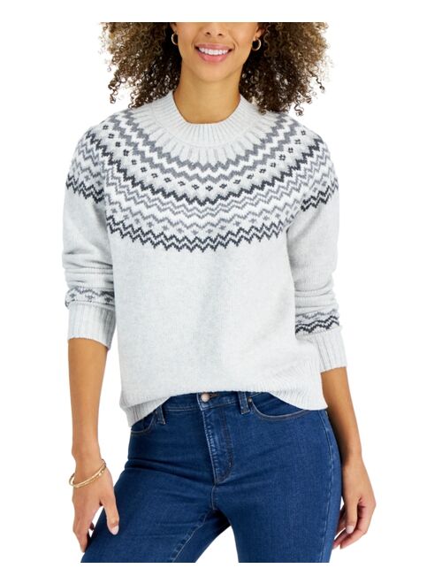 STYLE & CO Women's Fair Isle Crewneck Sweater, Created for Macy's