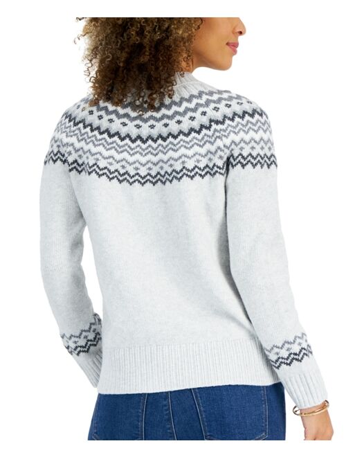 STYLE & CO Women's Fair Isle Crewneck Sweater, Created for Macy's