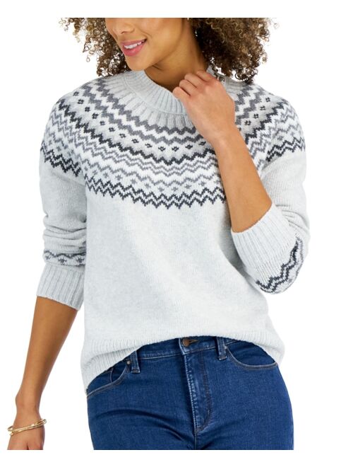 STYLE & CO Women's Fair Isle Crewneck Sweater, Created for Macy's