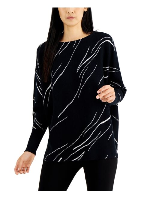 ALFANI Women's Printed Dolman-Sleeve Sweater, Created for Macy's