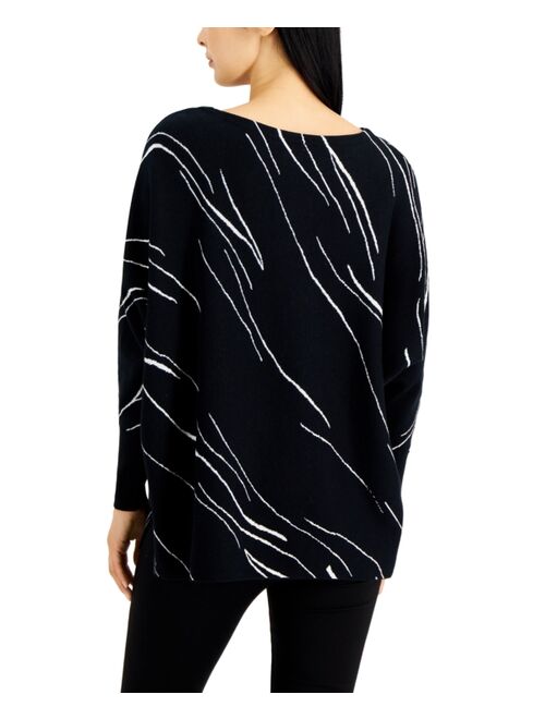 ALFANI Women's Printed Dolman-Sleeve Sweater, Created for Macy's