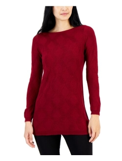 Women's Front Diamond-Stitch Tunic Sweater, Created for Macy's