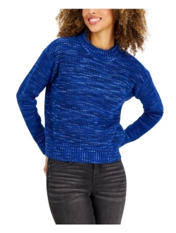 STYLE & CO Petite Space-Dye Crewneck Pullover Sweater, Created for Macy's