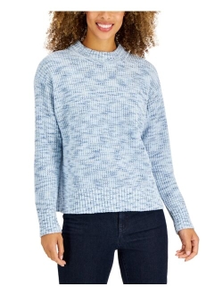 STYLE & CO Petite Space-Dye Crewneck Pullover Sweater, Created for Macy's