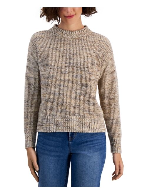 STYLE & CO Petite Space-Dye Crewneck Pullover Sweater, Created for Macy's